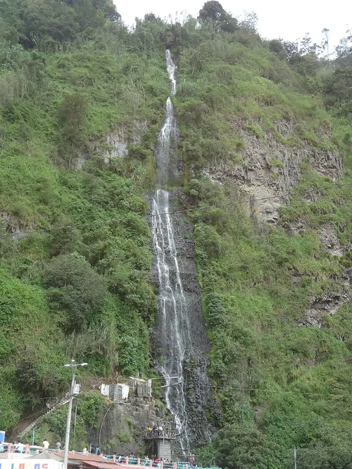 Cascada de la Virgen in Baños, stop 4 on the self-guided walking tour