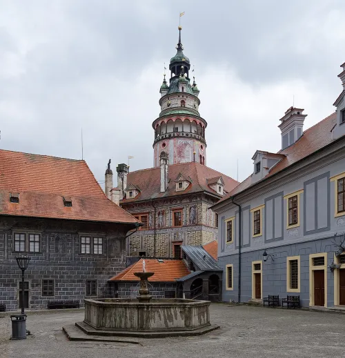 Schlossturm in Český Krumlov, Station 2 auf dem selbstgeführten Stadtrundgang