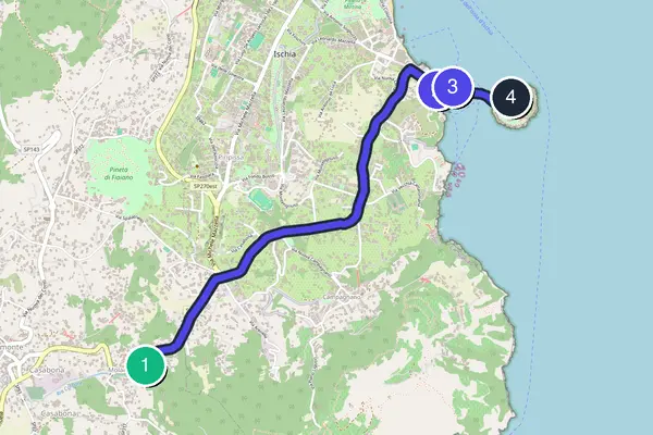 Map of the self-guided Ischia walking tour route