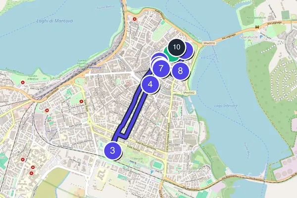 Map of the self-guided Mantua walking tour loop