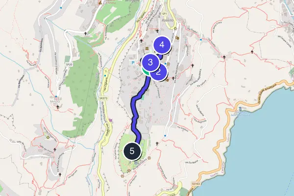 Karte der selbstgeführten Tour-Route durch Ravello