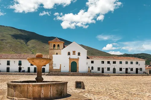 Plaza Mayor in Villa de Leyva, stop 1 on the self-guided walking tour