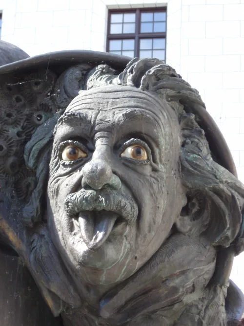 Einstein Fountain in Ulm, stop 8 on the self-guided walking tour