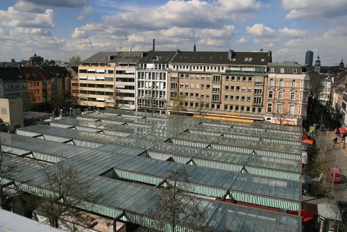 Markt am Carlsplatz in Düsseldorf, stop 9 on the self-guided walking tour