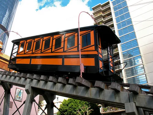 Angels Flight Railway in Los Angeles, stop 3 on the self-guided walking tour