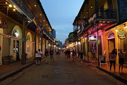 Bourbon Street in New Orleans, stop 2 on the self-guided walking tour