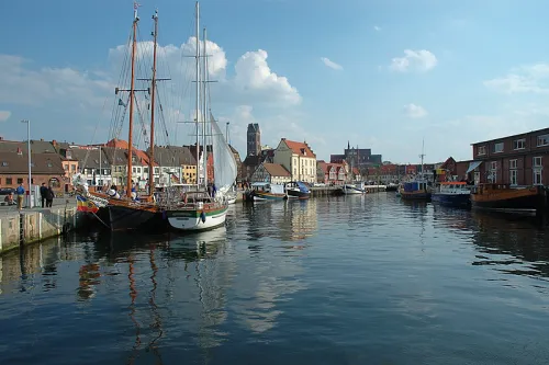 Old Harbour in Wismar, stop 3 on the self-guided walking tour