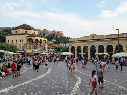 Monastiraki Square in Athens, stop 1 on the self-guided walking tour