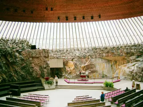 Temppeliaukio Church in Helsinki, stop 1 on the self-guided walking tour