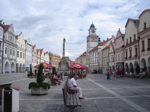 Masaryk Square in Třeboň, stop 3 on the self-guided walking tour