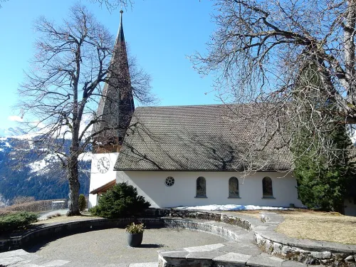 Reformierte Kirche in Wengen, Station 4 auf dem selbstgeführten Stadtrundgang