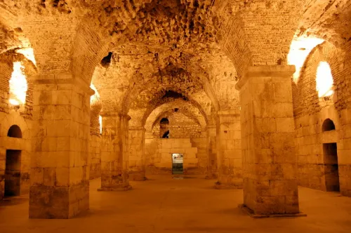 Diocletian's Cellars in Split, stop 7 on the self-guided walking tour