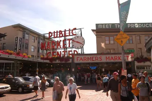 Pike Place Markt in Seattle, Station 4 auf dem selbstgeführten Stadtrundgang