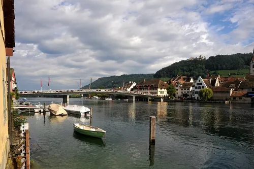Rhine Bridge in Stein am Rhein, stop 1 on the self-guided walking tour