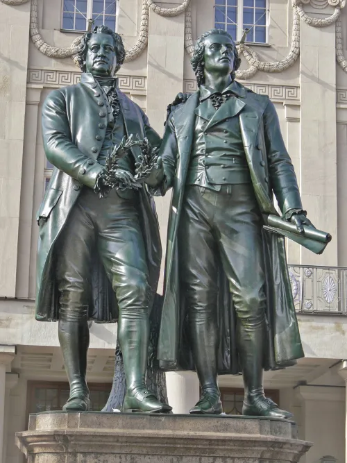 Goethe-Schiller Monument in Weimar, stop 4 on the self-guided walking tour