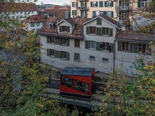 Mühleggbahn Funicular in St. Gallen, stop 7 on the self-guided walking tour