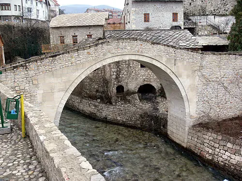 Crooked Bridge in Mostar, stop 3 on the self-guided walking tour