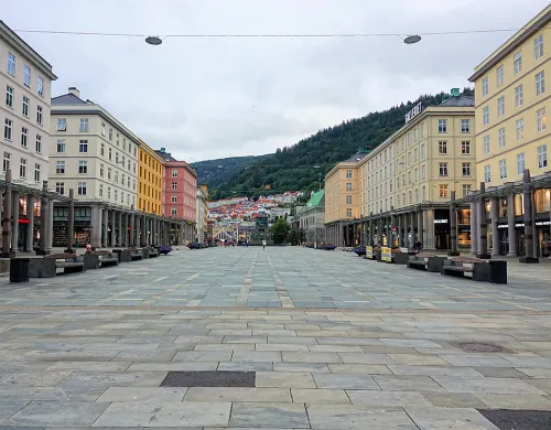 Torgallmenningen in Bergen, stop 1 on the self-guided walking tour