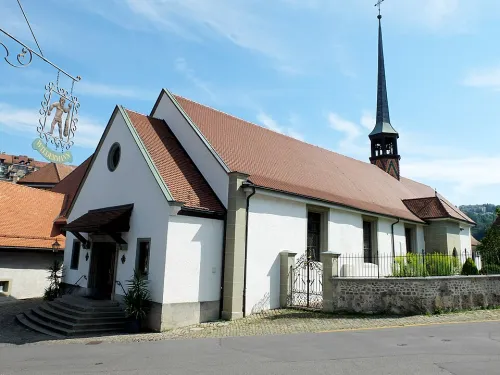 Kirche Saint-Jean in Freiburg im Üechtland, Station 9 auf dem selbstgeführten Stadtrundgang