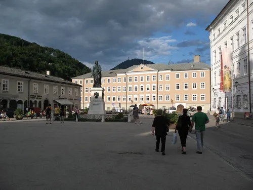 Mozartplatz in Salzburg, stop 3 on the self-guided walking tour