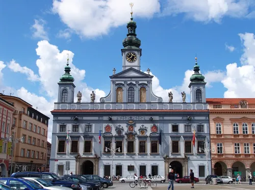 Town Hall in České Budějovice, stop 10 on the self-guided walking tour