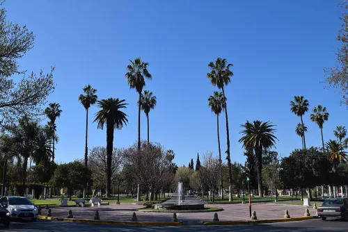 Plaza Pedro del Castillo in Mendoza, stop 1 on the self-guided walking tour