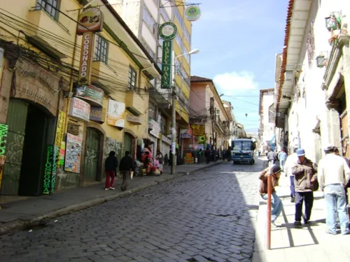 Calle Sagárnaga in La Paz, stop 5 on the self-guided walking tour