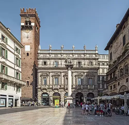 Piazza delle Erbe in Verona, stop 5 on the self-guided walking tour