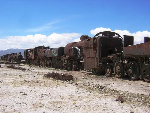 Cementerio de Trenes (Train Cemetery) in Uyuni, stop 4 on the self-guided walking tour