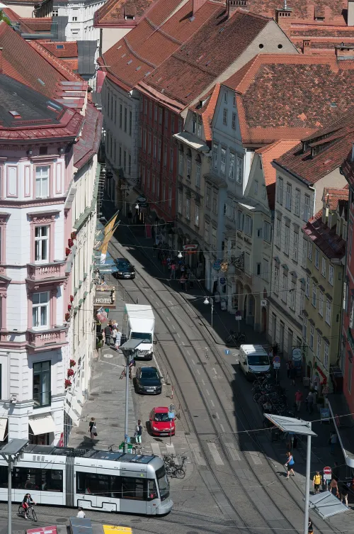 Sackstraße in Graz, Station 5 auf dem selbstgeführten Stadtrundgang