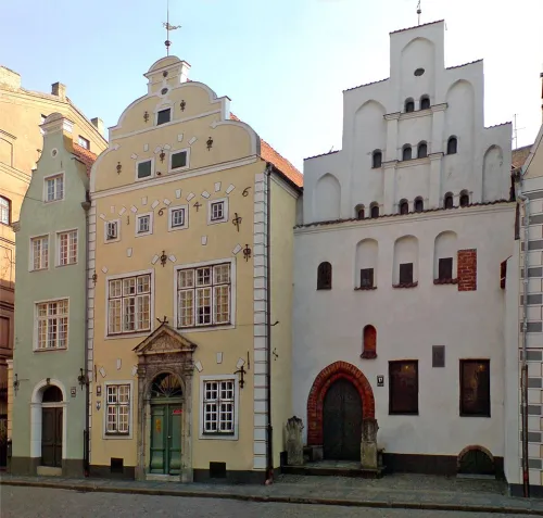 Three Brothers houses in Riga, stop 10 on the self-guided walking tour