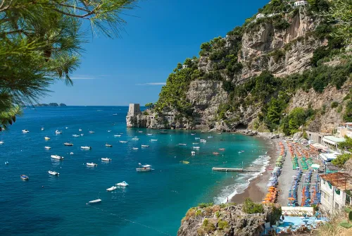 Fornillo-Strand in Positano, Station 6 auf dem selbstgeführten Stadtrundgang