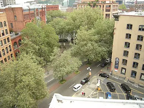 Pioneer Square in Seattle, Station 7 auf dem selbstgeführten Stadtrundgang