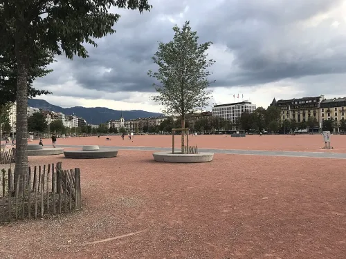 Plaine de Plainpalais in Geneva, stop 5 on the self-guided walking tour