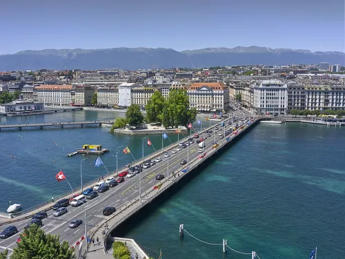 Pont du Mont-Blanc in Geneva, stop 9 on the self-guided walking tour