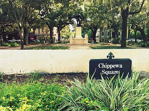 Chippewa Square in Savannah, stop 7 on the self-guided walking tour