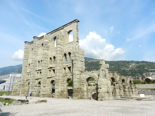 Roman Theatre in Aosta, stop 3 on the self-guided walking tour