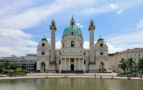 Karlskirche in Vienna, stop 12 on the self-guided walking tour