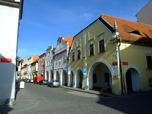 Česká Street in České Budějovice, stop 9 on the self-guided walking tour