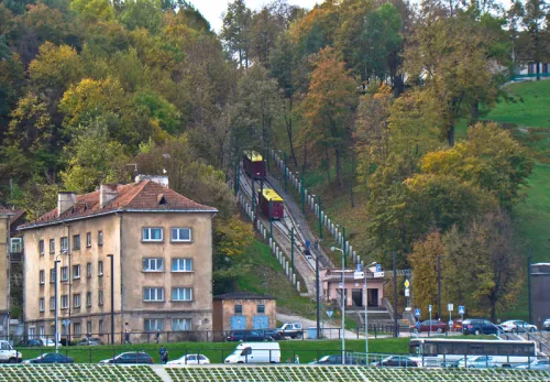 Standseilbahn Aleksoto in Kaunas, Station 3 auf dem selbstgeführten Stadtrundgang