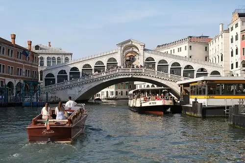 Rialto Bridge in Venice, stop 15 on the self-guided walking tour