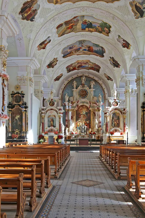 Engelberg Abbey Church, stop 4 on the self-guided walking tour