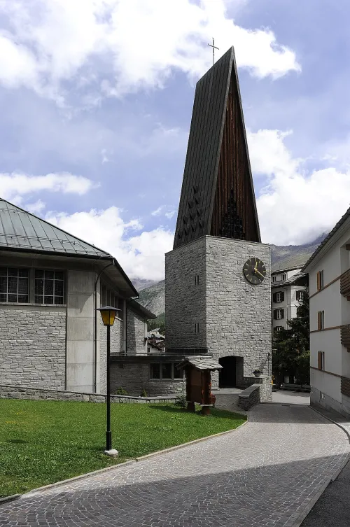Saas-Fee Parish Church, stop 1 on the self-guided walking tour