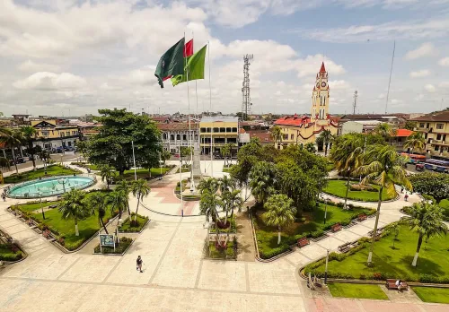 Plaza de Armas in Iquitos, stop 1 on the self-guided walking tour