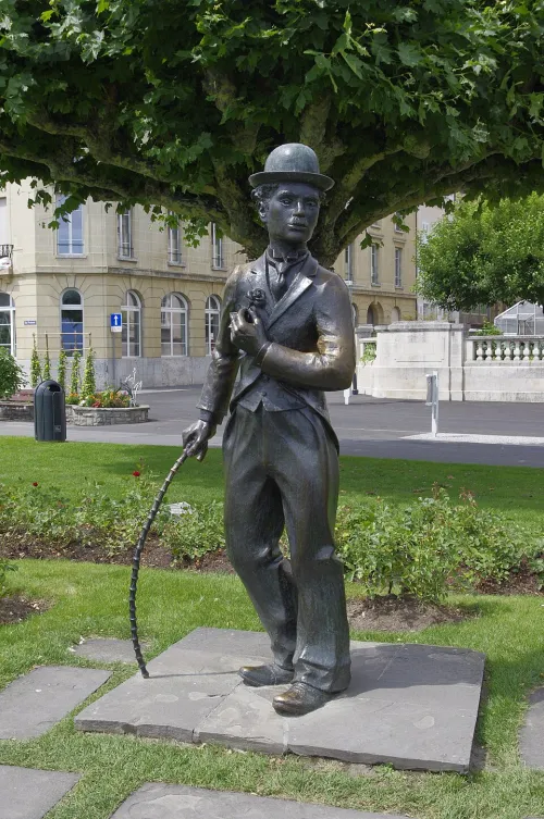Charlie Chaplin Statue in Vevey, stop 2 on the self-guided walking tour