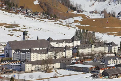 Engelberg Abbey, stop 1 on the self-guided walking tour
