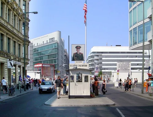 Checkpoint Charlie in Berlin, stop 7 on the self-guided walking tour