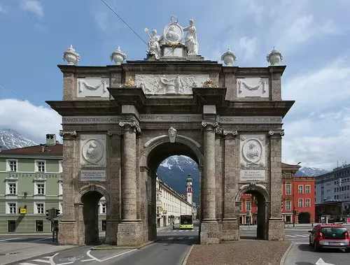 Triumphal Arch in Innsbruck, stop 1 on the self-guided walking tour