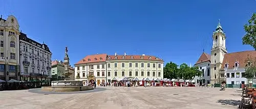 Main Square (Hlavné námestie) in Bratislava, stop 8 on the self-guided walking tour