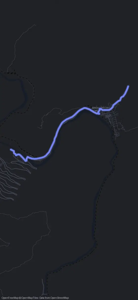 Route der Tour durch Aguas Calientes